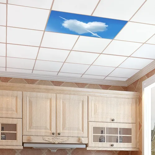Miniatura 8 de Cubiertas de luz fluorescente para decoración de aula, cocina, oficina, azul cielo claro, flecha de corazón blanco, elimina el deslumbramiento