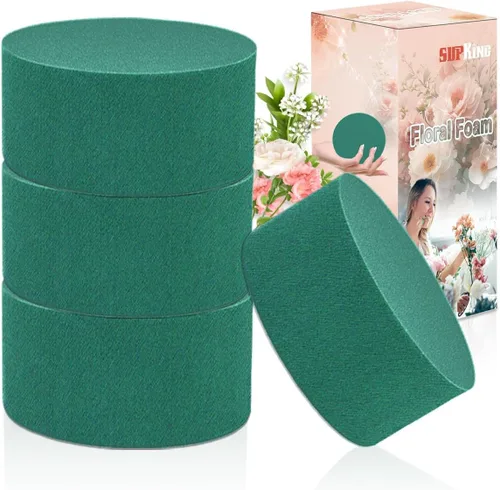 SUPKING - 4 bloques de espuma floral redondos de 3.15 pulgadas, pequeños bloques de espuma de flores verdes húmedas y secas para plantas de