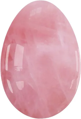 Huevos Yoni sin perforar de jade real natural para mujeres, bolas de masaje femeninas de ejercicio Kegel, cuarzo rosa, M-1.6x1.0 in Rosa Cuarzo