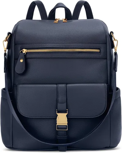 Miniatura 9 de KKXIU Mochila para mujer – Mochila de cuero con múltiples bolsillos para viajes, trabajo y escuela con bolsillo de bloqueo antirrobo, correa