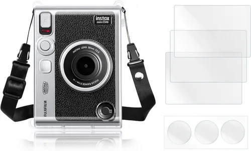 Rieibi Accesorios para cámara instantánea Fujifilm Mini Evo, paquete de regalo de Navidad incluye mini funda transparente Evo y protector de pantalla