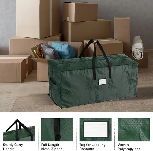 Miniatura 5 de Paquete de 2 bolsas de almacenamiento para árbol de Navidad - Bolsas impermeables para árboles artificiales desarmados de 17 pies, guirnaldas