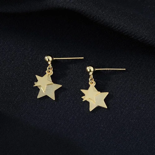 Miniatura 6 de Reffeer Aretes de tuerca de plata de ley 925 maciza con doble estrella para mujer, aretes de estrella pequeña