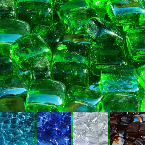 Miniatura 12 de Cubos reflectantes de vidrio para hoguera, vidrio de grado profesional para hoguera, roca de vidrio de 1 pulgada, piedras de vidrio, hoguera de gas