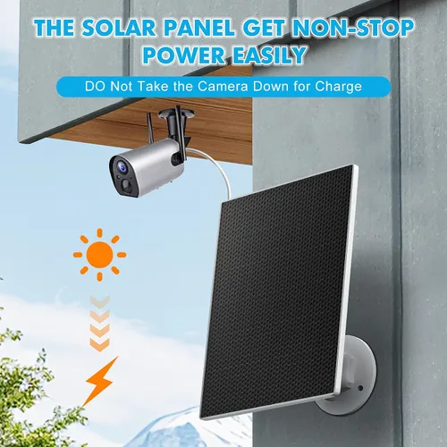 Miniatura 5 de Cargador de panel solar para cámara de seguridad al aire libre, paneles solares de 5 W con adaptador micro USB y USB C para cámara de batería
