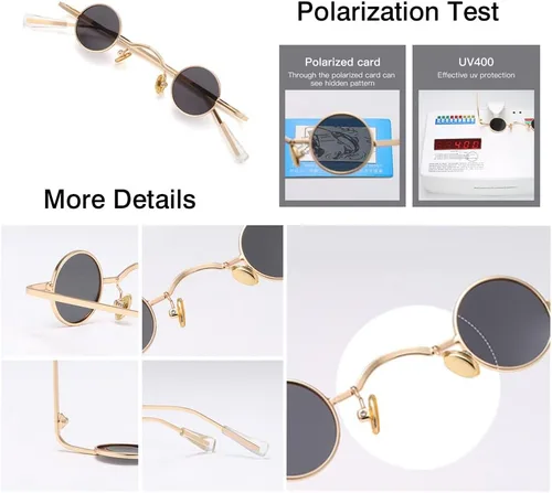 Miniatura 4 de Dollger Gafas de sol polarizadas punk de los años 70, diseño de círculo hippie