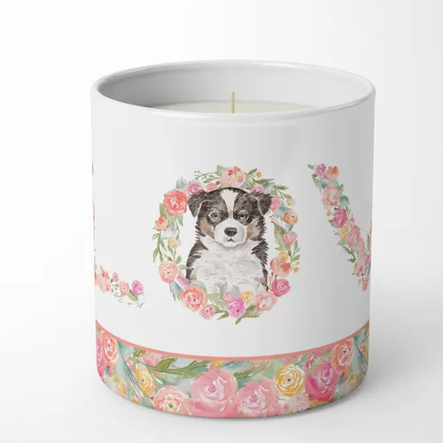 Caroline's Treasures WDK4693CDL Tricolor Border Collie Puppy Love 10 oz Decorative Soy Candle Nature Soy Wax Essential Oil Home Decor Ideal for