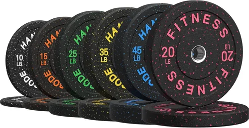 Miniatura 44 de HANDBODE Juego de discos de peso de 2 pulgadas de alto rebote, juego de discos olímpicos de 45/100/160/190/260/300 libras, juego de discos
