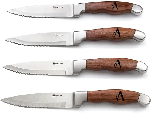 Miniatura 5 de Cuchillos para carne personalizados Juego de 4 cuchillos de carne dentados..