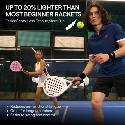 Miniatura 2 de Padel Racket with Overgrip & 2 Wristbands – Memory EVA Foam, Perfectly Balanced – Pala de Padel – Fiberglass Paddle for Beginners and Intermediates