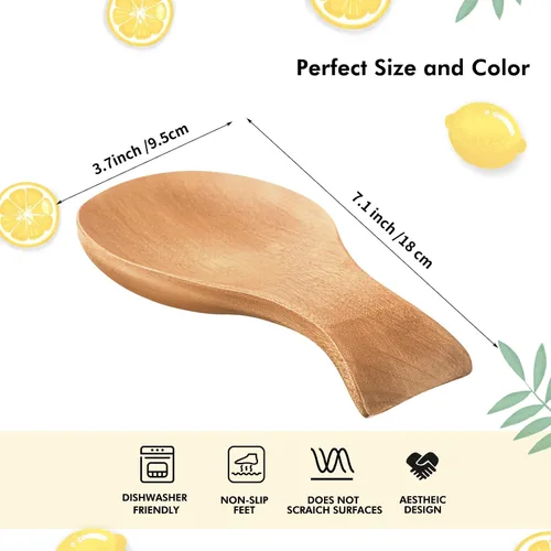 Miniatura 2 de Patelai Soporte para cucharas de madera de acacia para estufa, soporte de bambú para soporte de espátula para cocina, soporte para cuchara
