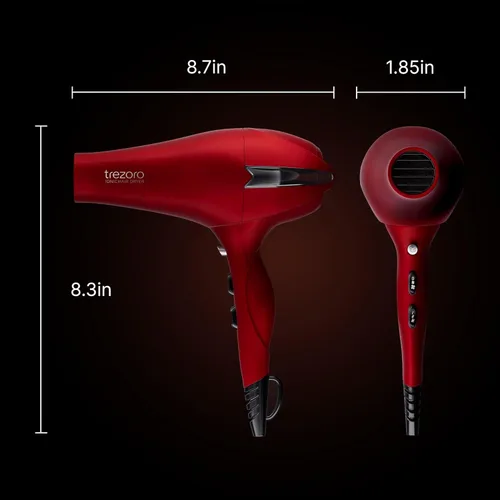 Miniatura 6 de TREZORO Secador de pelo profesional para mujer – Secador de pelo iónico de 2000 W para salón y uso personal – Potente, secado rápido y silencioso