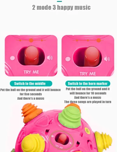 Miniatura 3 de Pelota de baile con música para niños pequeños - Moverse, gatear, rebotar, aprendizaje sensorial para niños y bebés, regalo divertido tanto para Rojo