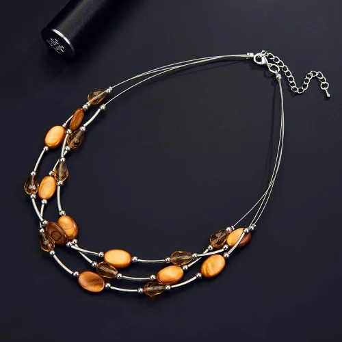 Miniatura 6 de Collar a capas con cristal para mujer, gargantilla con cadena de plata gruesa, regalo de cumpleaños para mujer