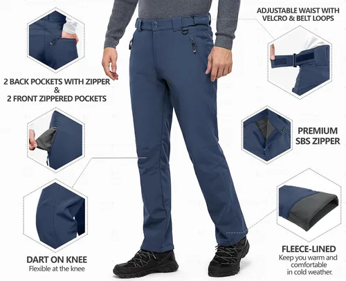 Miniatura 4 de 33,000ft Pantalones de esquí de invierno para hombre, con forro polar, cálidos, impermeables, aislados para snowboard, trabajo al aire libre