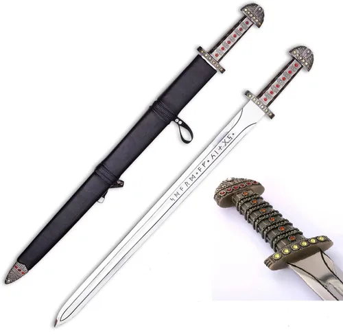 Miniatura 3 de Forest Hunting Espada Viking de Ragnar Lothbrok - Real de Reyes/Ragnar - Espada de Hierro de Bjorn - Espada Viking Real Hecha a Mano del Rey
