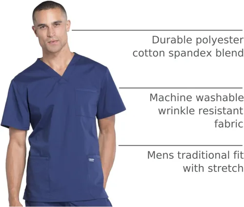 Miniatura 36 de Cherokee WW Professionals WW695 - Camisa de uniforme sanitario para hombre, con cuello en V