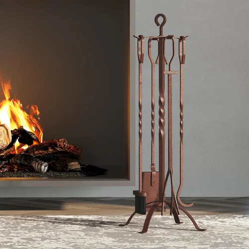 Miniatura 2 de Fire Beauty Juego de 5 herramientas para chimenea, accesorios de chimenea, soporte de herramientas con asas, herramientas para decoración