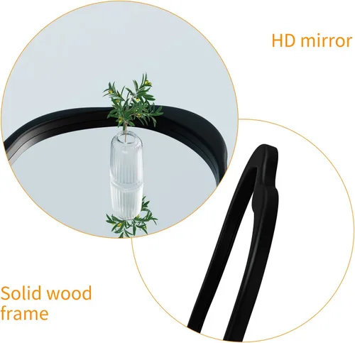 Miniatura 8 de Espejo de pared irregular de 42 x 28 pulgadas, espejo de pared con marco negro de madera, espejo de pared asimétrico ondulado para sala de estar