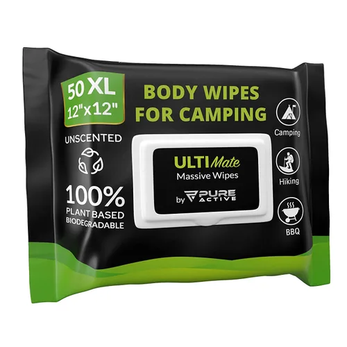 Miniatura 9 de Toallitas corporales para camping, 50 toallitas XXL de 12 x 12 pulgadas, toallitas corporales de ducha para camping, toallitas corporales