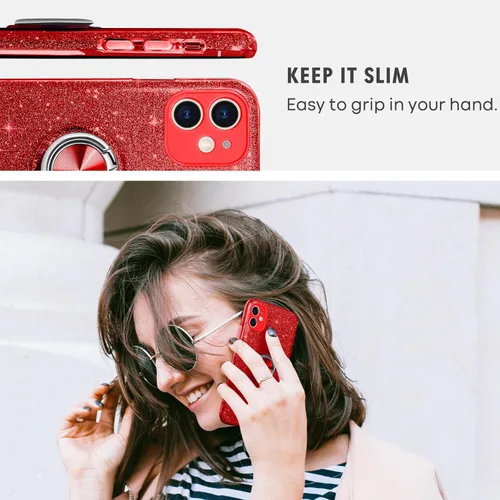 Miniatura 5 de Funda para iPhone 11, funda para iPhone 11, delgada, brillante, suave, TPU a prueba de golpes, anillo protector de protección híbrida para niñas
