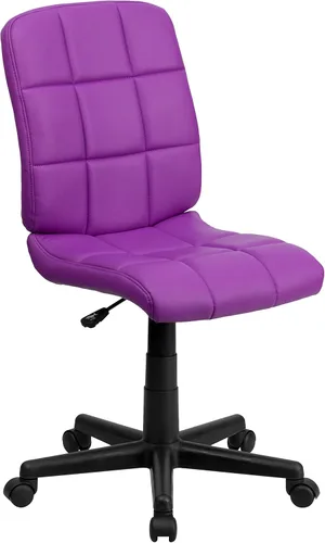 Flash Furniture - Silla giratoria de respaldo medio de vinilo, acolchada, color negro Púrpura