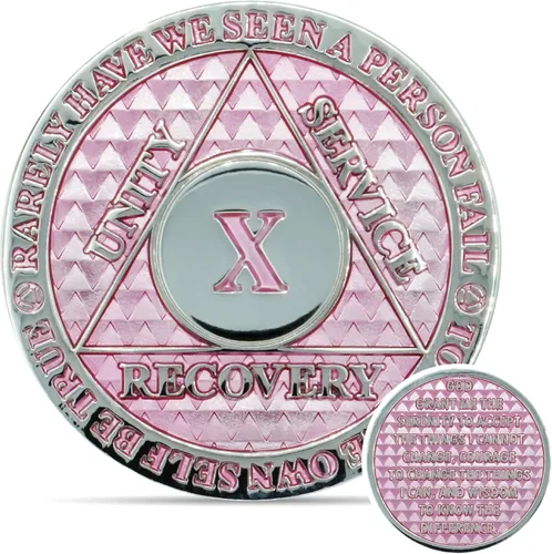 Miniatura 69 de Moneda de sobriedad de 10 años Chip AA Legacy Ficha de aniversario de recuperación de triplaca gruesa (Aqua)