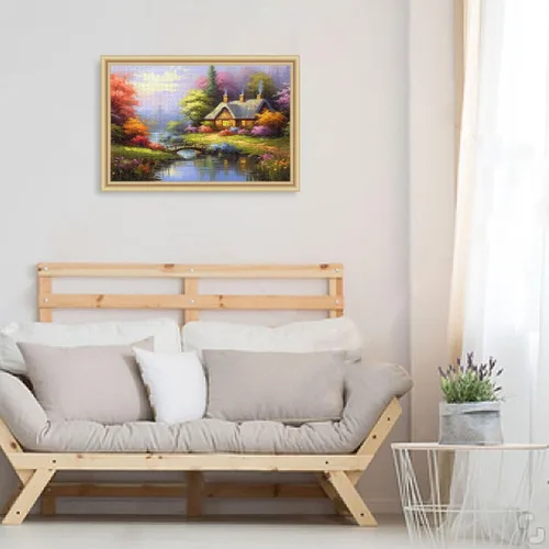 Miniatura 6 de Rompecabezas de flores de cabaña de 500 piezas para adultos, rompecabezas educativos de aprendizaje, juguetes familiares difíciles y desafiantes