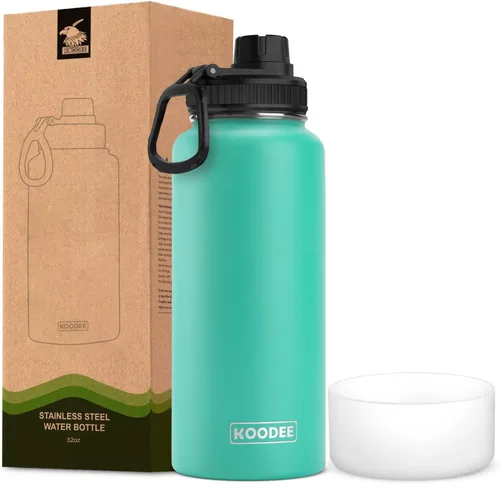 Miniatura 105 de koodee Insulated Water Bottle, 32 oz Stainless Steel Double Wall Vacuum Wide Mouth Sport Bottle with Leakproof Spout Lid (Navy)