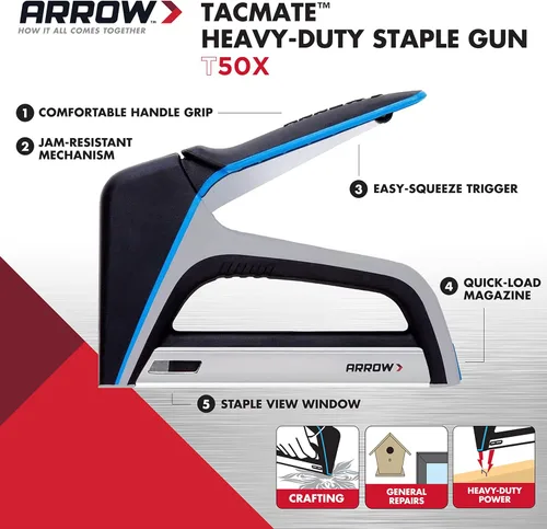 Miniatura 2 de Arrow T50X - Pistola grapadora resistente para tapicería, muebles, oficina, decoración, se adapta a grapas de 1/4, 5/16, 3/8 o 1/2 pulgadas