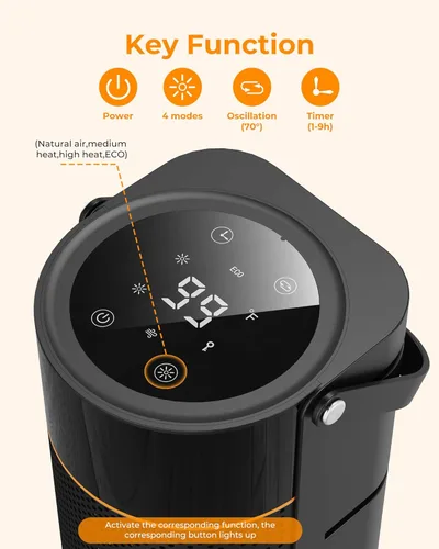 Miniatura 3 de Calentador de espacio: calentadores de espacio portátiles de 1500 W para uso en interiores, calentador eléctrico de cerámica PTC con control remoto