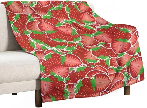Miniatura 2 de Manta de fresa, 30 x 40 pulgadas, bonita manta de frutas para mujeres y niñas, suave y acogedora, mantas de franela para sofá, cama