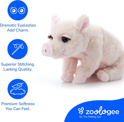 Miniatura 4 de The Petting Zoo, Lash'z - Peluche de cerdo, regalos para niñas, juguete de peluche de cerdo de 12 pulgadas