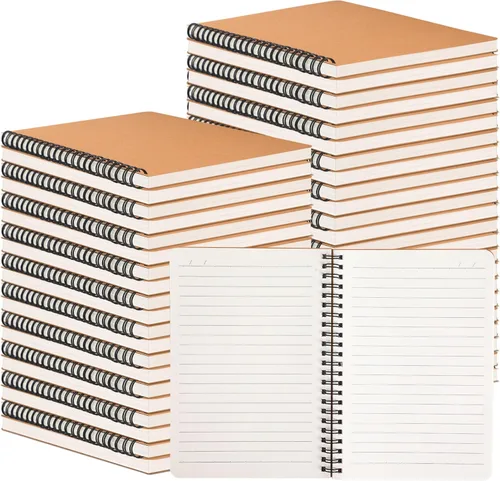 Miniatura 9 de miikoul - 60 paquetes de cuadernos en espiral A5, cuadernos con rayas negras a granel, 21 cm × 14 cm, 60 hojas/120 páginas, cuadernos de viaje