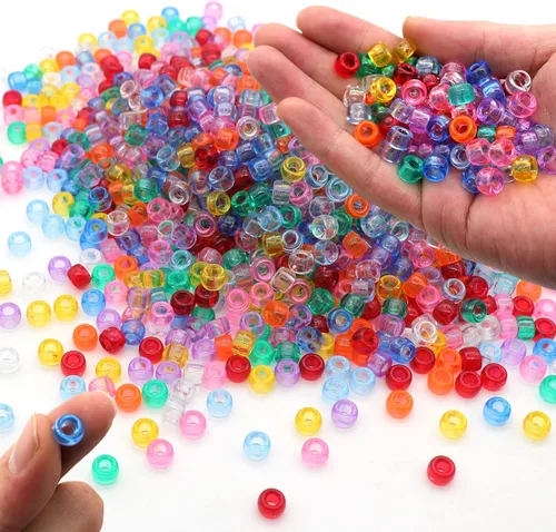 Miniatura 3 de Perlas Pony transparentes y claras de 6x9mm para pulseras de la amistad para hacer joyas 1000 piezas de plástico cuentas coloridas para pulseras