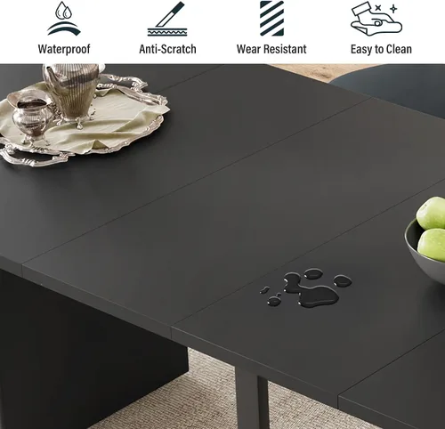 Miniatura 3 de weselon Mesa de comedor extensible de 42 a 105 pulgadas para 4 a 12, mesa de comedor ovalada expandible con base de pedestal estriada y pata
