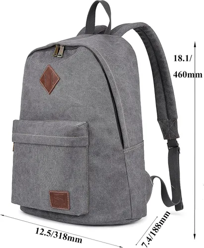 Miniatura 2 de Mochila de lona para portátil, mochila duradera, bolsa de viaje para portátil, para hombres y mujeres, Gris, Mochilas Daypack