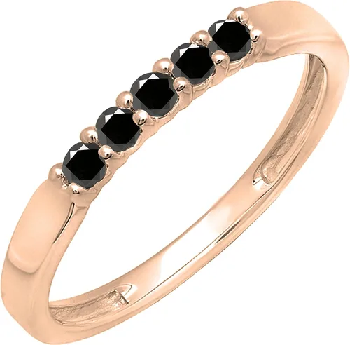 Miniatura 45 de Dazzlingrock Collection Anillo de boda redondo de 5 piedras preciosas o diamantes para mujer en oro macizo de 10 K/14 K/18 K