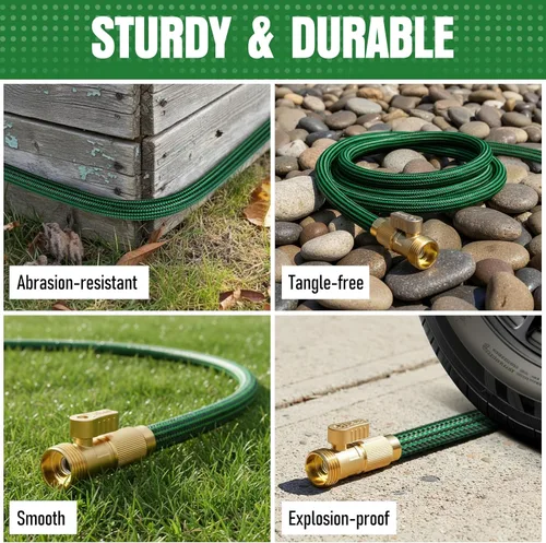 Miniatura 8 de Manguera de jardín de 75 pies NO EXPANDIBLE, manguera de agua flexible y ligera resistente a torceduras, manguera híbrida, a prueba de fugas, uso