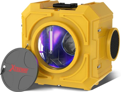 Depurador de aire Hepa 800CFM con filtración de 4 etapas, máquina de aire negativo apilable, purificador de aire comercial con filtros Amarillo-1
