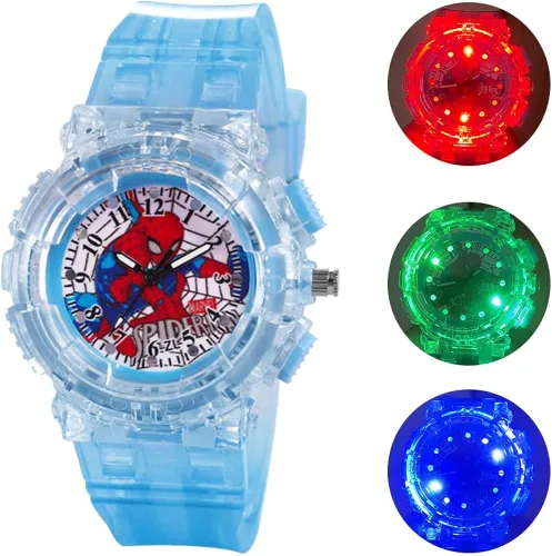 Joyday Kids Watch, Superhero Kids Analog Watch for Boys Girls, Adjustable Strap Learning Time Kids Wrist Watch with 3 Colors Flashing, Cool