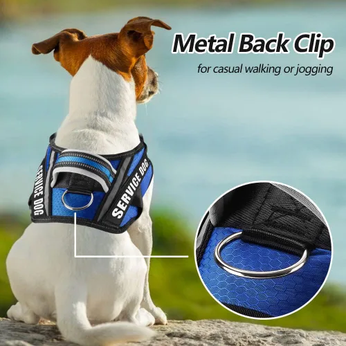 Miniatura 2 de Chaleco con arnés para perro y juego de parches, arnés de perro de servicio en entrenamiento de Animire con 10 parches para perros, chaleco Azul