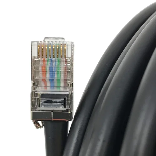Miniatura 2 de Cable Ethernet Cat5e para exteriores blindado de 1 pie – entierro directo, clasificación UV, PoE, cobre sólido 24 AWG, RJ45, cable de drenaje ESD