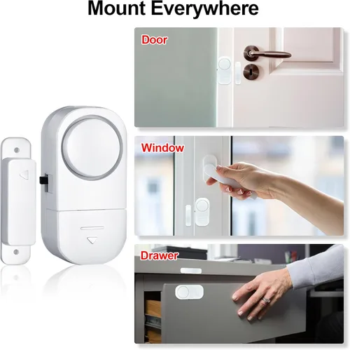 Miniatura 6 de Alarma de puerta y ventana, alarma de puerta de 95 dB para seguridad de los niños, sensor inalámbrico, alarma antirrobo de ventana, alarmas