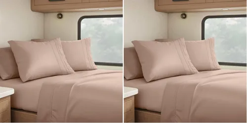 Miniatura 89 de Clara Clark - Juego de sábanas King con Flex Top, 6 piezas - Sábanas de lujo para cama King con cabeza dividida, juego de cama súper suave, King