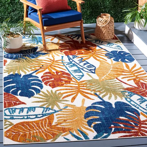 Miniatura 14 de SAFAVIEH Alfombra lavable para exteriores, colección Cabana - Alfombra de pasillo de 2 x 4 pies, color crema y rojo, no desprende pelusa y fácil