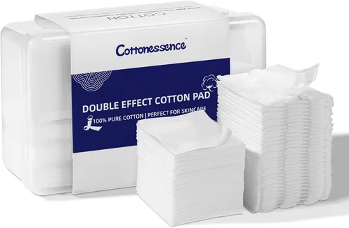 Almohadillas cuadradas de algodón para la cara (475 unidades) – 100% algodón puro, almohadillas desmaquillantes suaves sin pelusa para uso facial y
