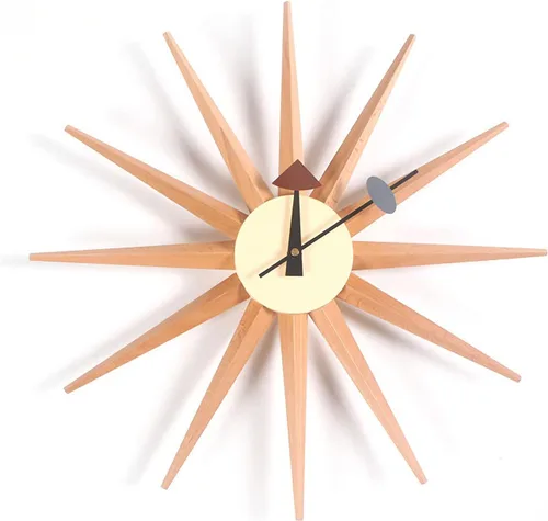 Miniatura 16 de SHISEDECO Reloj asterisco moderno en negro, sin tictac, diseño retro de mediados de siglo, reloj de cuarzo de pared silencioso decorativo