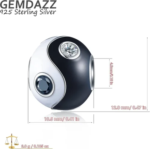 Miniatura 2 de Juego de dijes redondos para pulseras de bricolaje, dije de Yin Yang Taichi y dijes de gato de pareja en plata de ley 925, regalo para novianovio