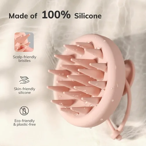 Miniatura 2 de Sndyi Cepillo de champú y masajeador de cuero cabelludo de silicona, limpiador de cabello con cerdas de silicona suave, limpiador/exfoliador de Rosa